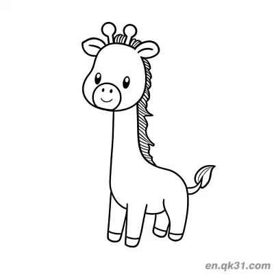 Free printable Cartoon Baby Giraffe with Braided Mane Coloring Page coloring page