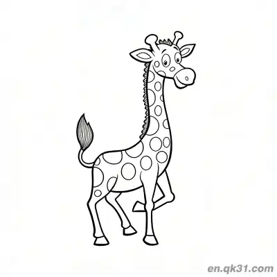 Free printable Cartoon Giraffe Stepping Forward Coloring Page coloring page