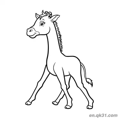 Free printable Cartoon Giraffe Walking Forward Coloring Page coloring page