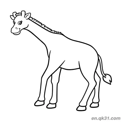 Free printable Cartoon Giraffe with Big Eyes and a Smile Coloring Page coloring page