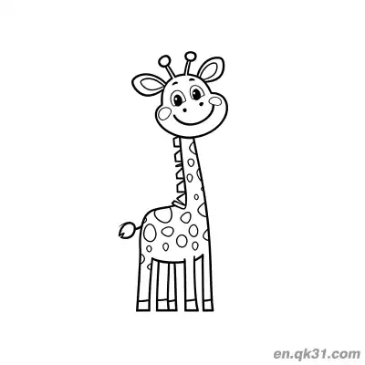 Free printable Cartoon Giraffe with Blush and a Big Smile Coloring Page coloring page