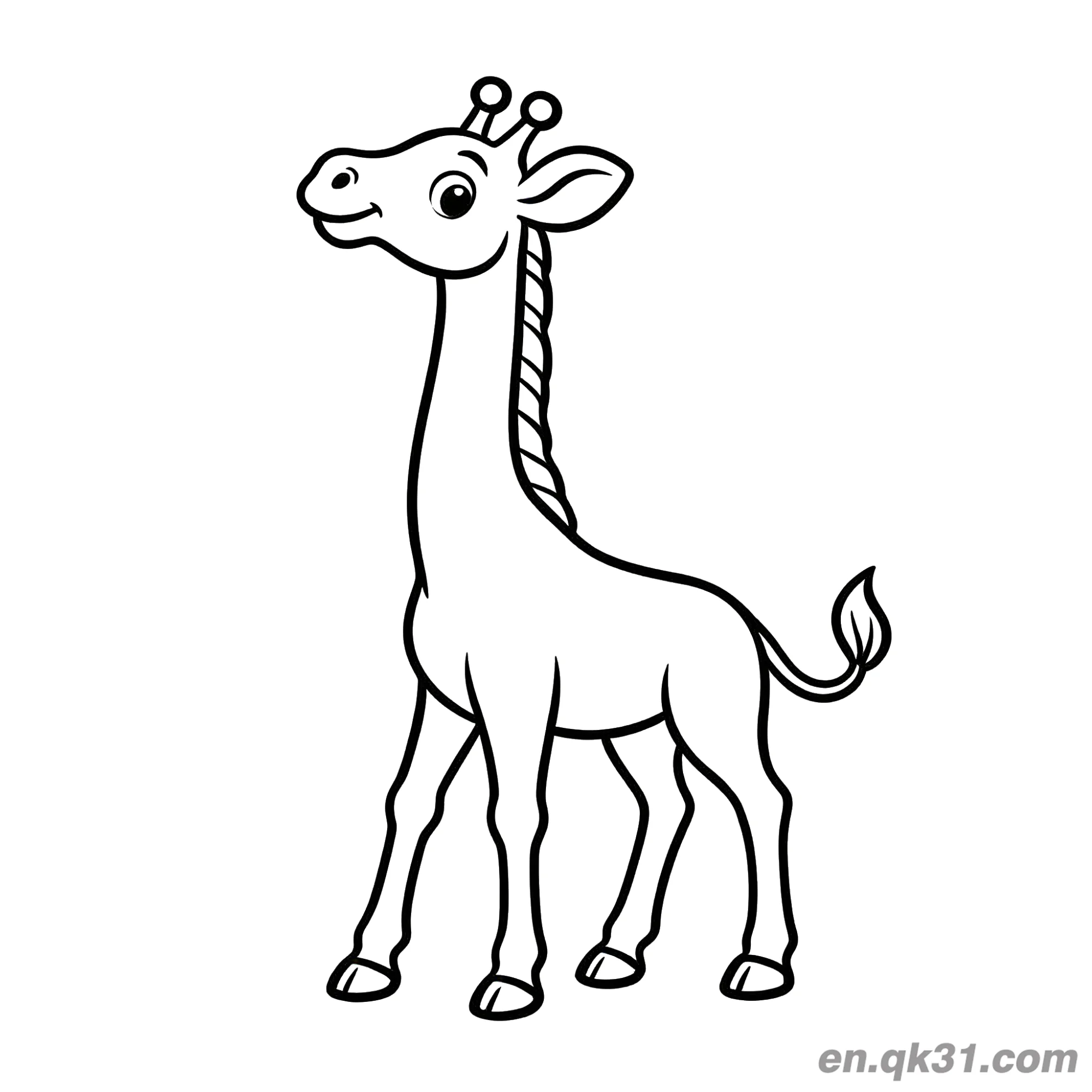 Cartoon Giraffe with Braided Mane Coloring Page – Free Printable Coloring Page for Kids and Adults