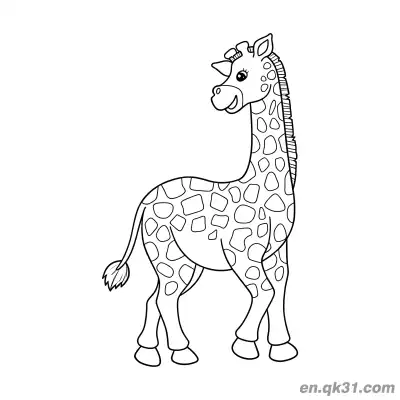Free printable Cartoon Giraffe with Spots and a Smile Coloring Page coloring page