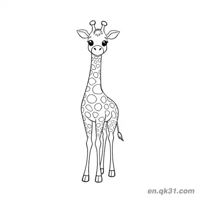 Free printable Cute Baby Giraffe with Big Eyes and Spots Coloring Page coloring page