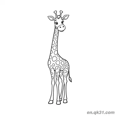 Free printable Cute Cartoon Giraffe with Big Eyes and Spots Coloring Page coloring page