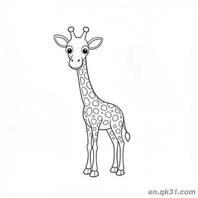 Free printable Cute Cartoon Giraffe with Round Eyes and Spots Coloring Page coloring page