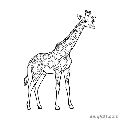 Free printable Realistic Giraffe with Intricate Spots Coloring Page coloring page