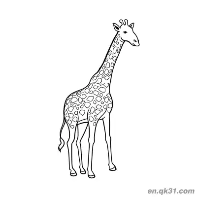 Free printable Realistic Spotted Giraffe Standing Sideways Coloring Page coloring page