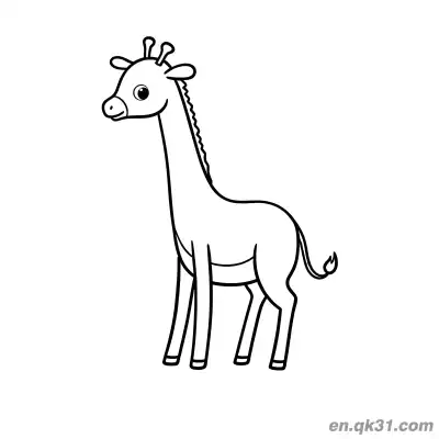 Free printable Simple Line Art Cartoon Giraffe Coloring Page coloring page