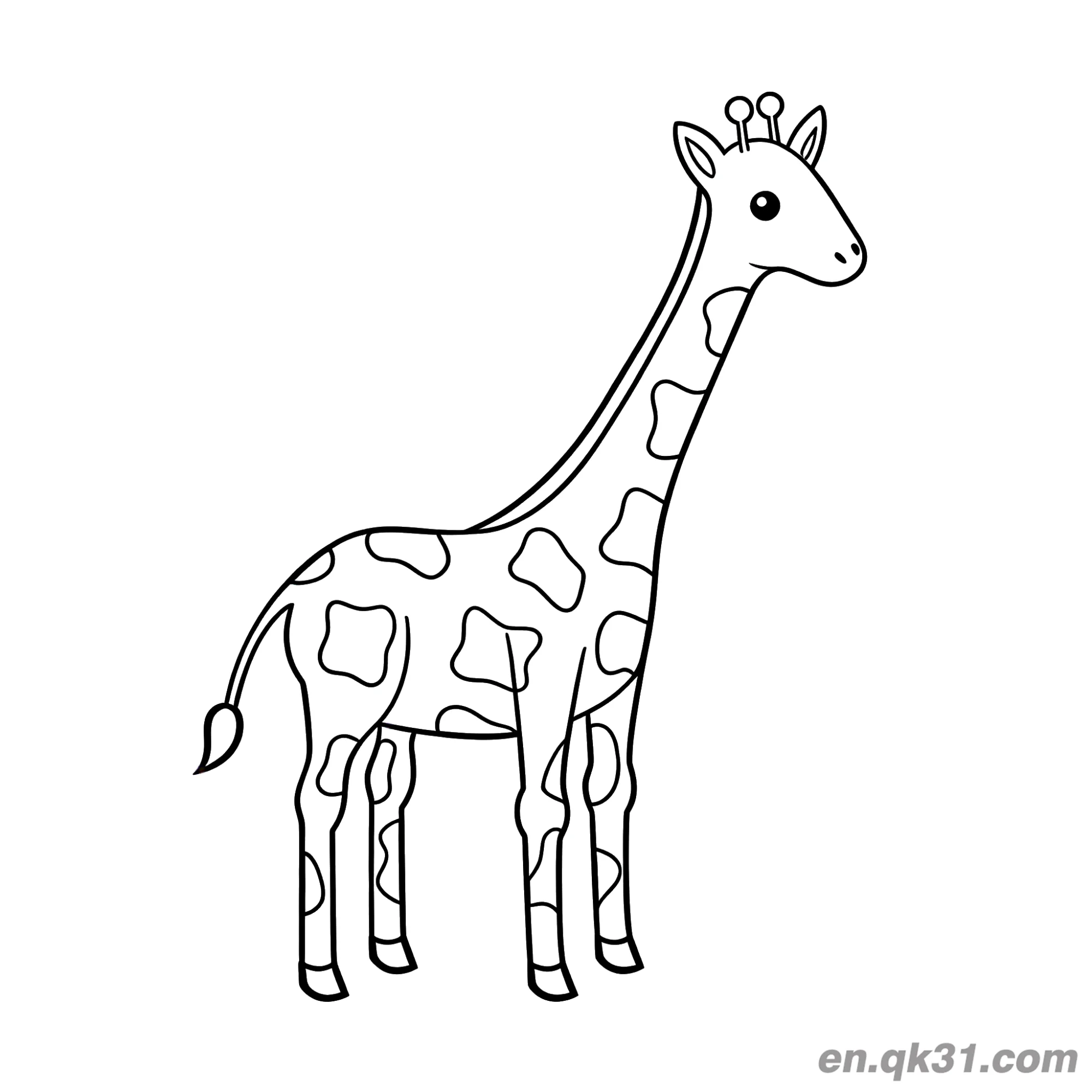 Spotted Giraffe Standing Sideways Coloring Page – Free Printable Coloring Page for Kids and Adults