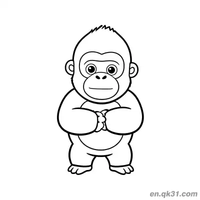 Free printable Free Gorilla Coloring Pages with Cute Baby Gorilla Crossing Arms coloring page