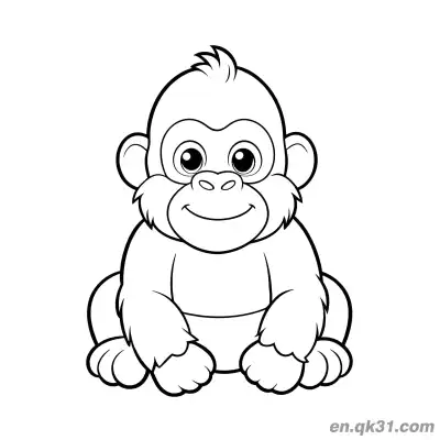 Free printable Free Gorilla Coloring Pages with Cute Sitting Baby Gorilla coloring page
