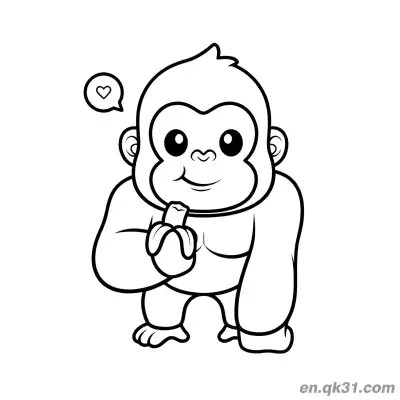Free printable Free Printable Gorilla Coloring Pages with Gorilla Eating Banana coloring page