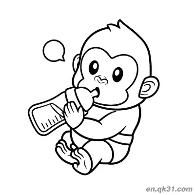 Free printable Gorilla Coloring Page Printable with Baby Gorilla Holding Bottle coloring page