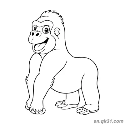 Free printable Gorilla Coloring Page Printable with Tongue Out Smiling Gorilla coloring page