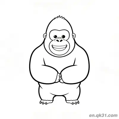 Free printable Gorilla Coloring Pages with Gorilla Crossing Arms and Smiling coloring page