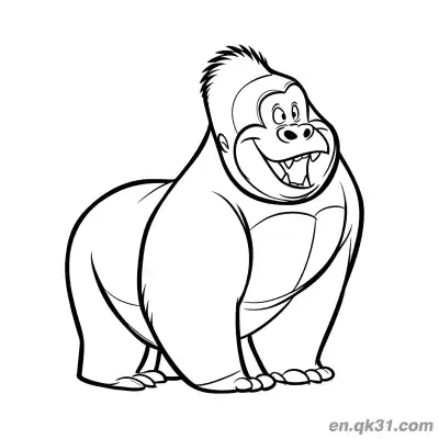 Free printable Gorilla Coloring Pages with Grinning Cartoon Gorilla coloring page