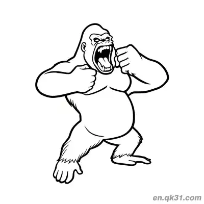 Free printable Gorilla Coloring Pages with Roaring Strong Gorilla coloring page