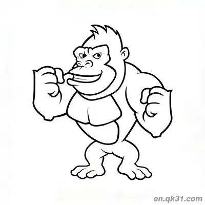 Free printable Gorilla Coloring Pages with Strong Gorilla Flexing Muscles coloring page
