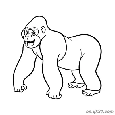 Free printable Gorilla Coloring Pictures to Print with Walking Smiling Gorilla coloring page
