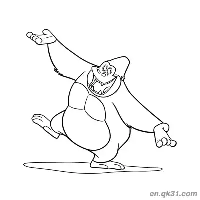 Free printable Gorilla Coloring Pictures with Dancing Funny Gorilla coloring page