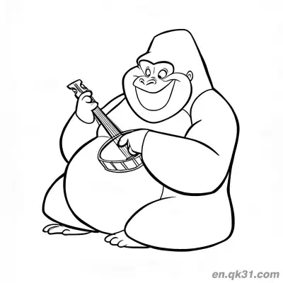 Free printable Gorilla Coloring Pictures with Gorilla Playing Banjo coloring page