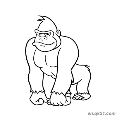 Free printable Gorilla Coloring with Serious Crouching Gorilla coloring page