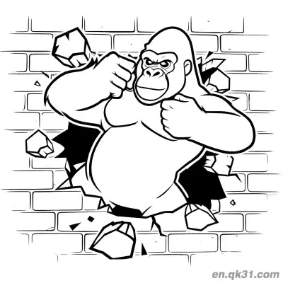 Free printable Gorilla Pictures to Color with Gorilla Breaking Through Wall coloring page