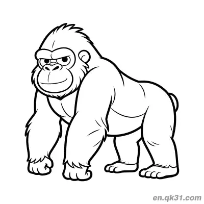 Free printable Gorilla Pictures to Color with Strong Walking Adult Gorilla coloring page