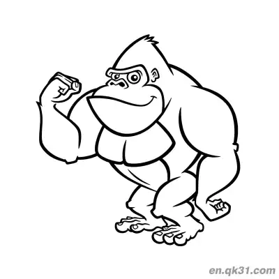 Free printable Strong Gorilla Coloring Page with Flexing Muscles coloring page