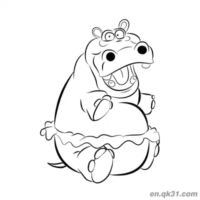 Free printable Hippo in a Ruffled Skirt Coloring Page coloring page