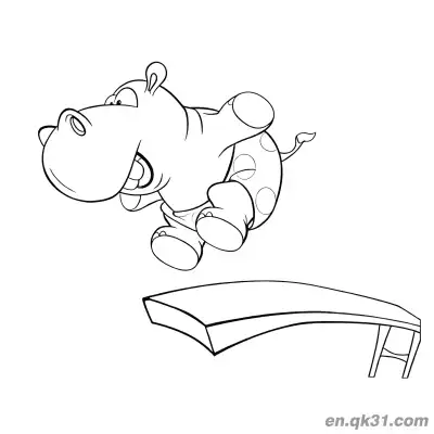 Free printable Hippo Jumping off a Diving Board Coloring Page coloring page
