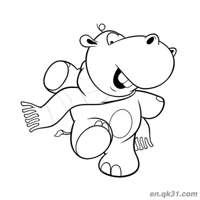 Free printable Running Hippo Laughing Out Loud Coloring Page coloring page