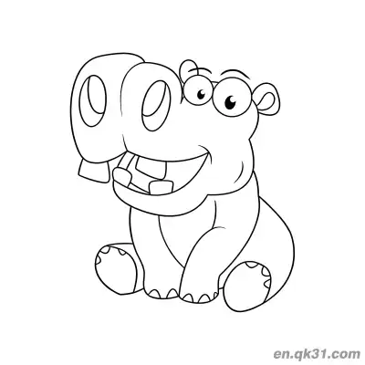 Free printable Sitting Hippo Covering Mouth Giggling Coloring Page coloring page