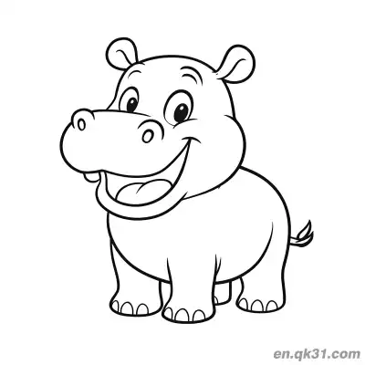 Free printable Standing Hippo Laughing Out Loud Coloring Page coloring page