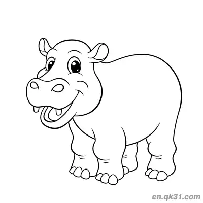 Free printable Standing Hippo Smiling Gently Coloring Page coloring page