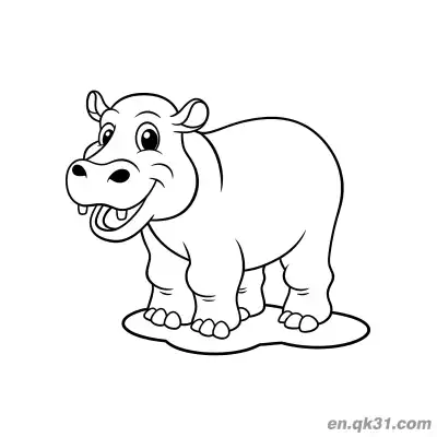 Free printable Hippo Standing in a Mud Puddle Coloring Page coloring page