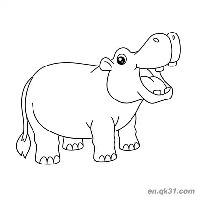 Free printable Sideways Hippo with Mouth Wide Open Coloring Page coloring page