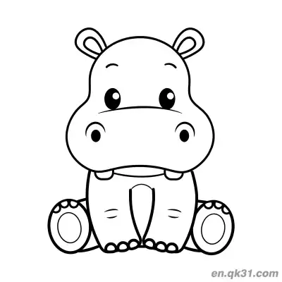 Free printable Cute Cartoon Hippo Sitting Gently Coloring Page coloring page