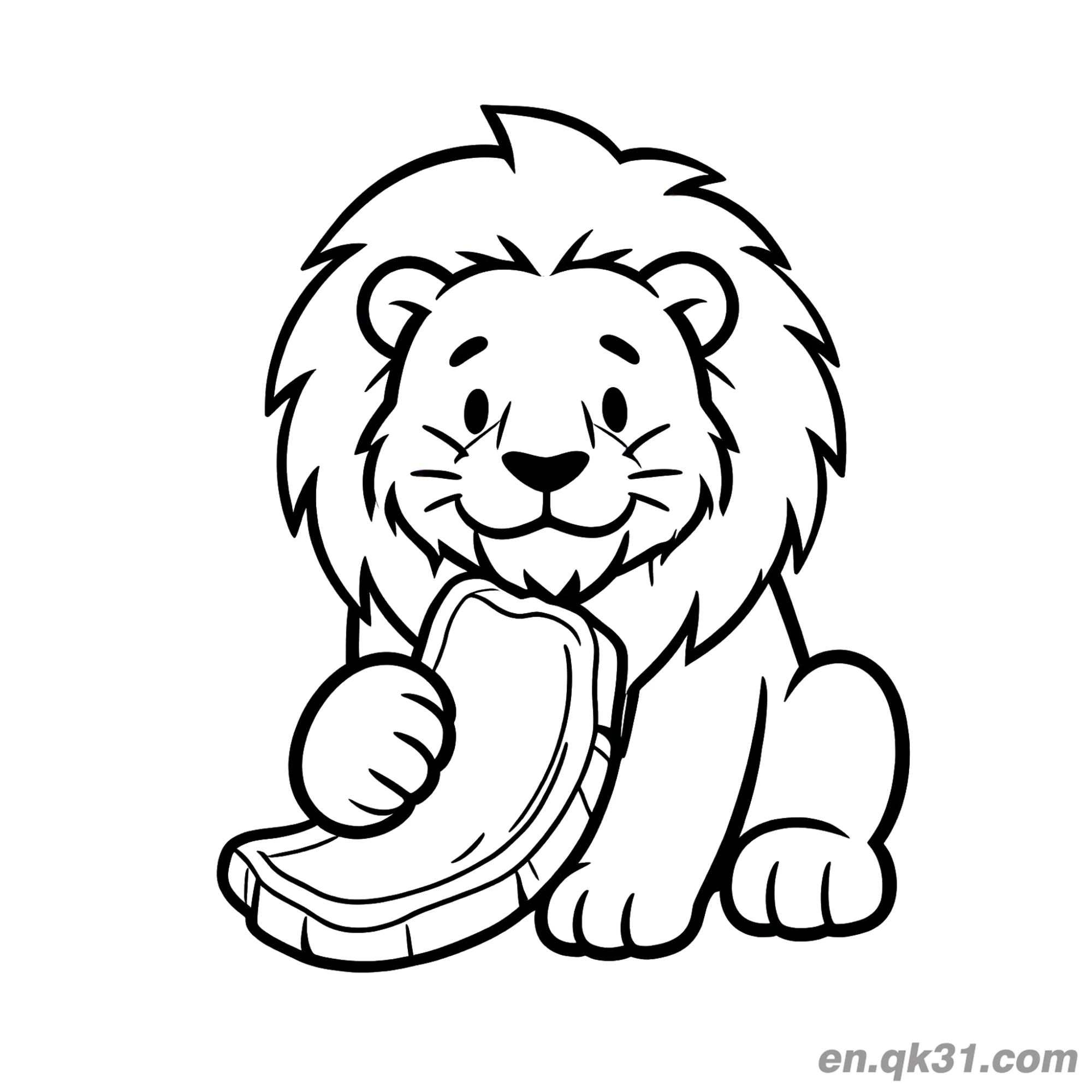 Cartoon Lion Chewing on a Steak Coloring Page – Free Printable Coloring Page for Kids and Adults