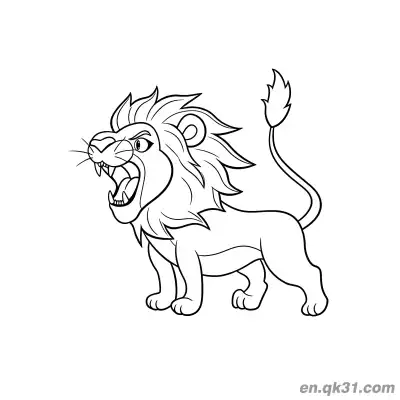 Free printable Cartoon Lion Cub Roaring Coloring Page coloring page