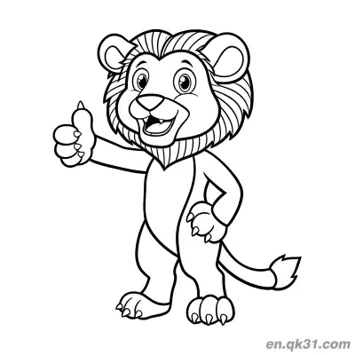 Free printable Cartoon Lion Giving a Thumbs Up Coloring Page coloring page