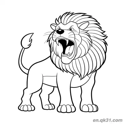 Free printable Cartoon Lion Roaring Realistically Coloring Page coloring page