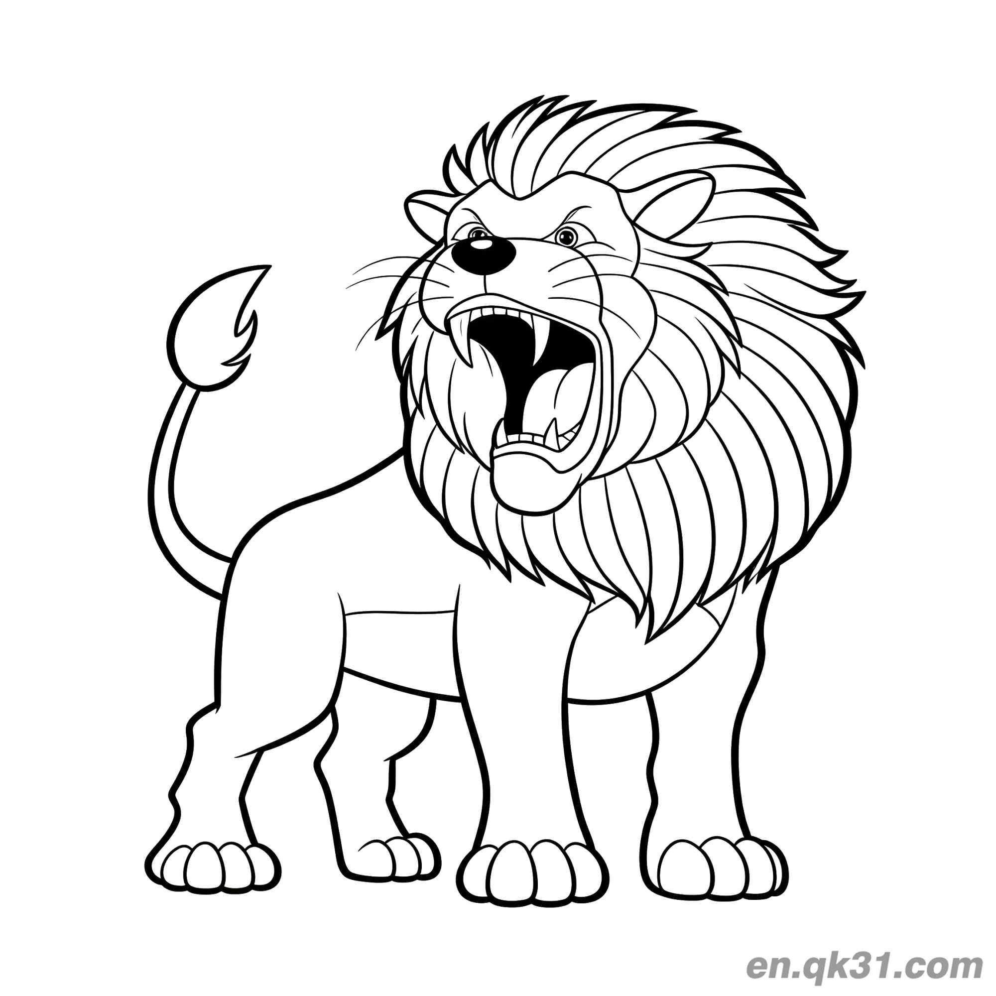 Cartoon Lion Roaring Realistically Coloring Page – Free Printable Coloring Page for Kids and Adults