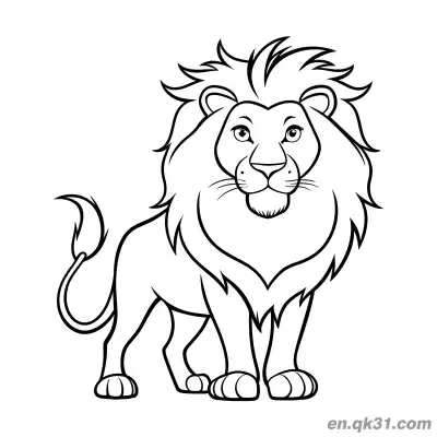 Free printable Cartoon Lion with Heart-Shaped Mane Coloring Page coloring page
