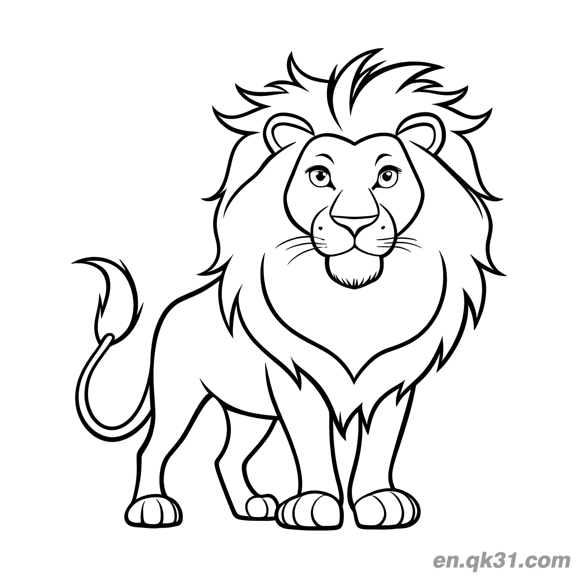 Cartoon Lion with Heart-Shaped Mane Coloring Page – Free Printable Coloring Page for Kids and Adults