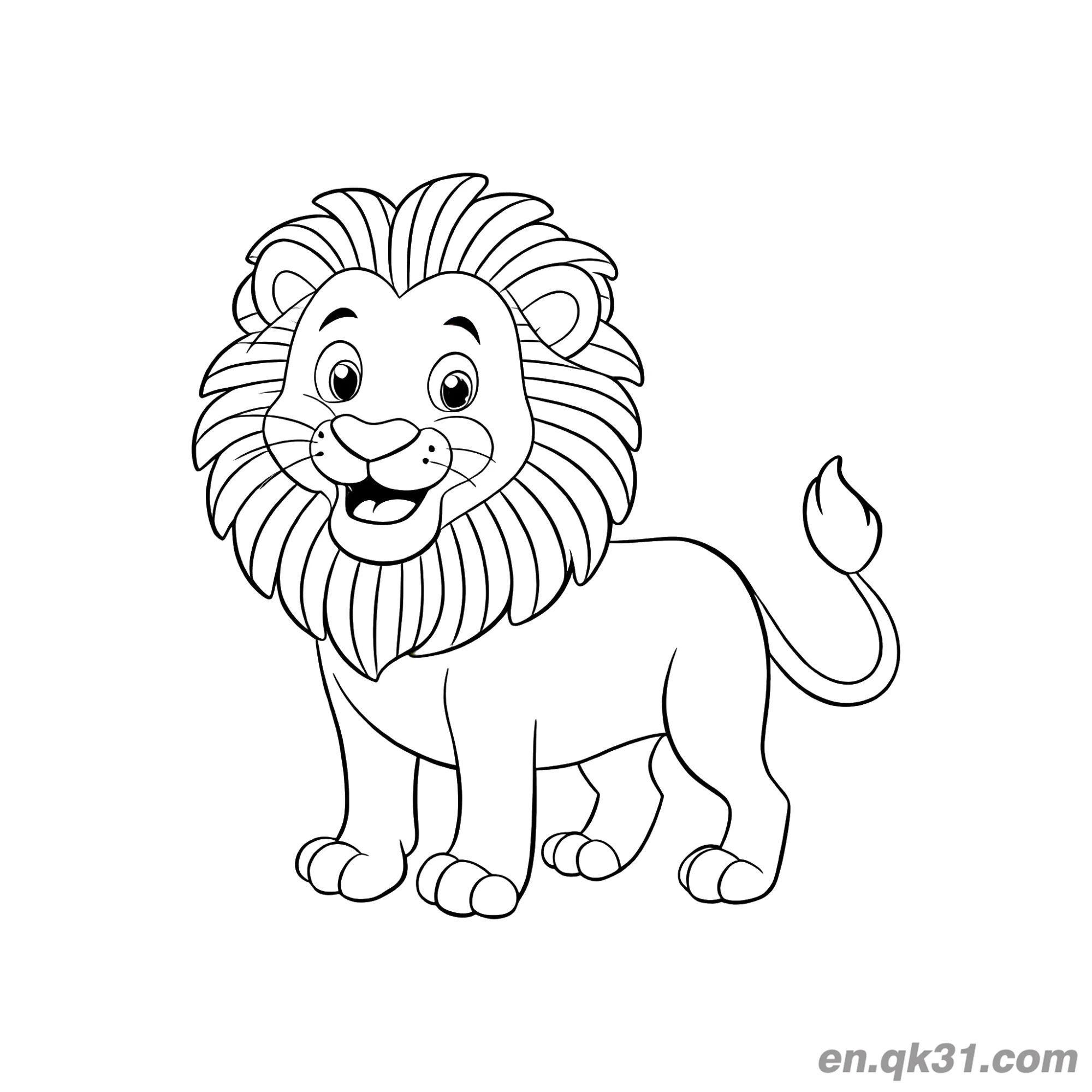 Cartoon Lion with Layered Mane Coloring Page – Free Printable Coloring Page for Kids and Adults