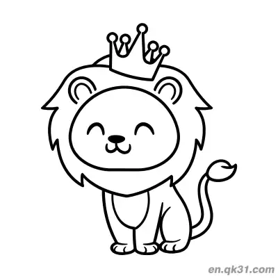 Free printable Cute Baby Lion with a Crown Coloring Page coloring page