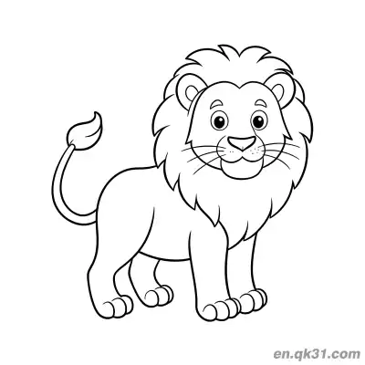 Free printable Cute Cartoon Lion with Big Eyes Coloring Page coloring page