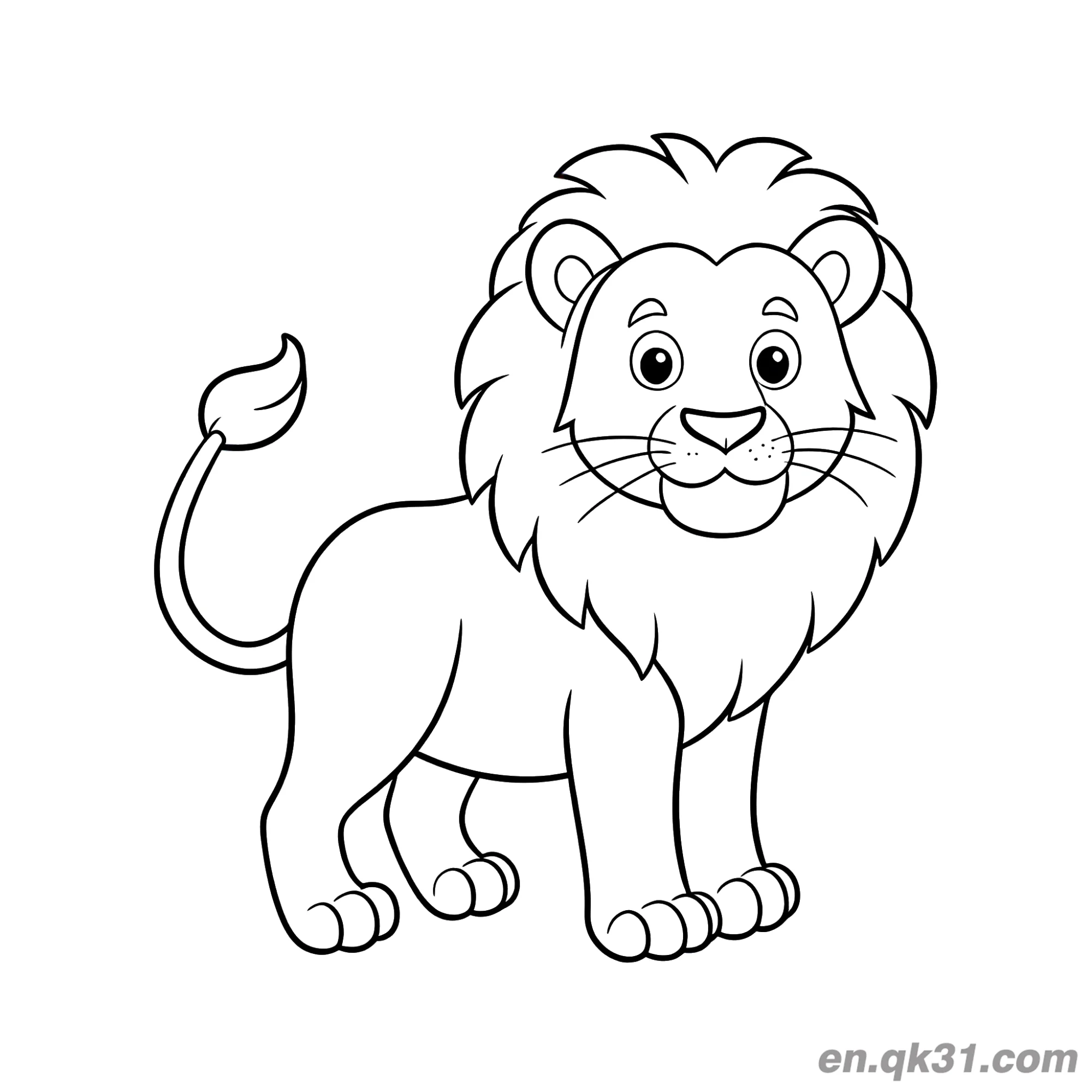 Cute Cartoon Lion with Big Eyes Coloring Page – Free Printable Coloring Page for Kids and Adults